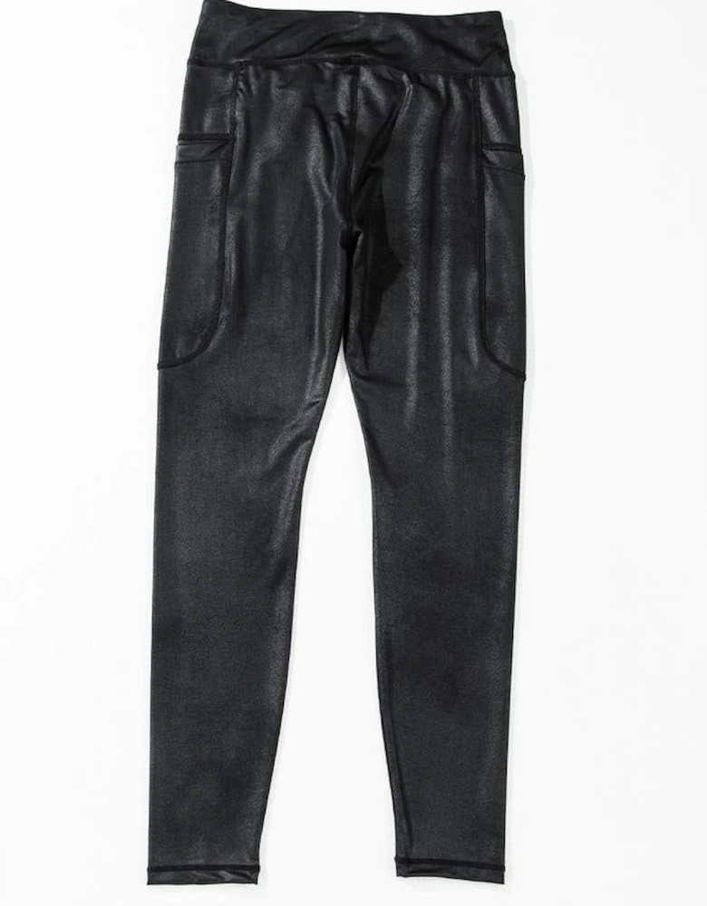 Black V Crossover High Waist Pocketed Leggings