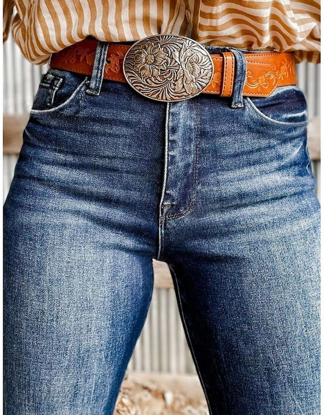 Sail Blue Mineral Wash Raw Hem High Waist Flared Jeans