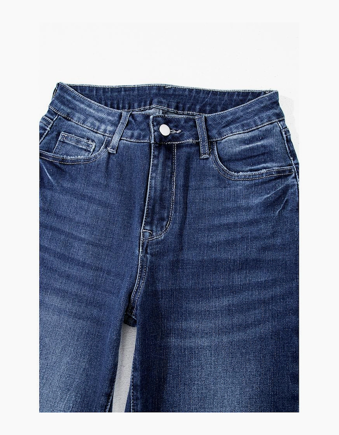 Sail Blue Mineral Wash Raw Hem High Waist Flared Jeans