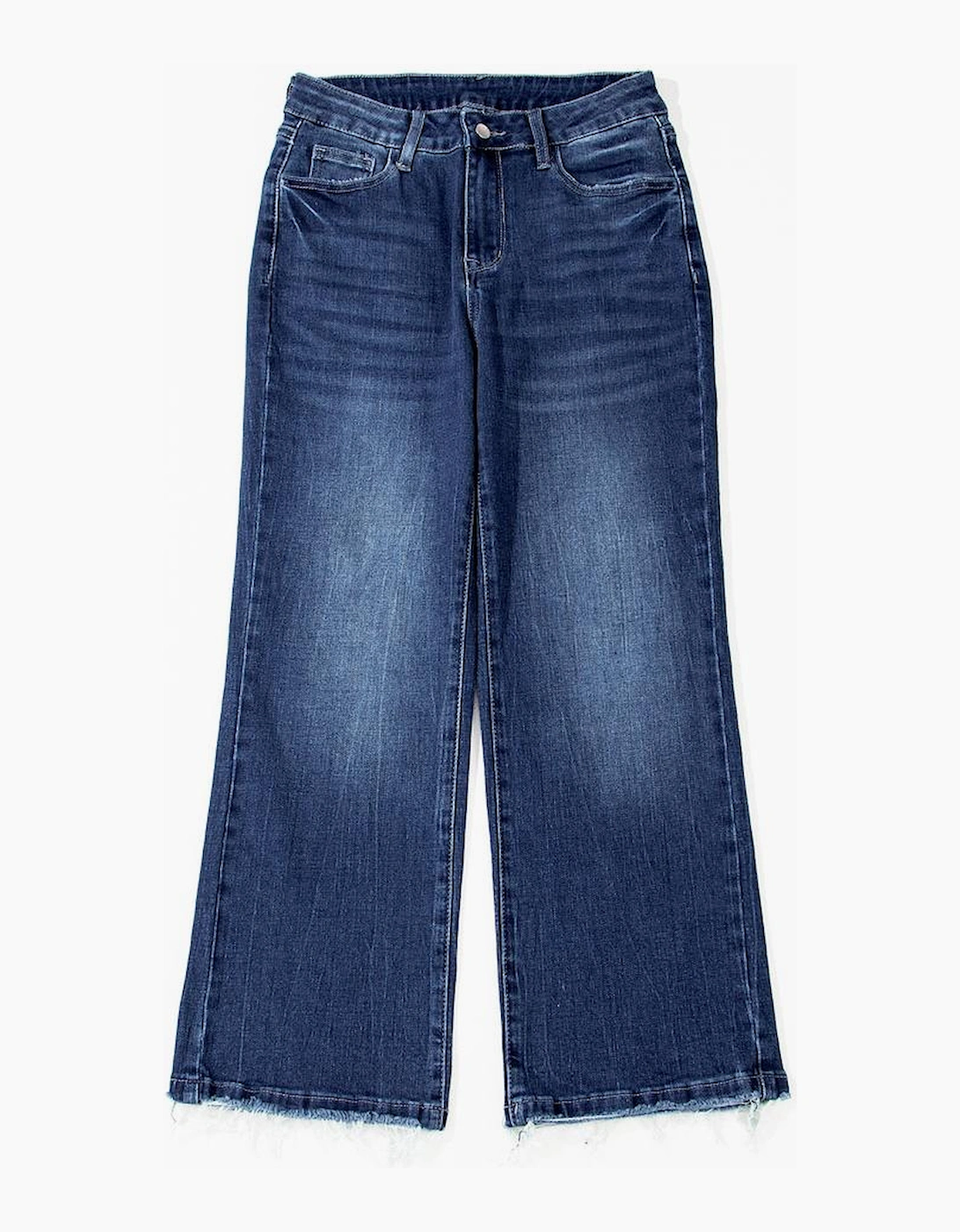 Sail Blue Mineral Wash Raw Hem High Waist Flared Jeans