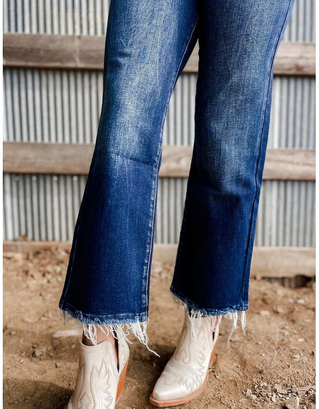 Sail Blue Mineral Wash Raw Hem High Waist Flared Jeans