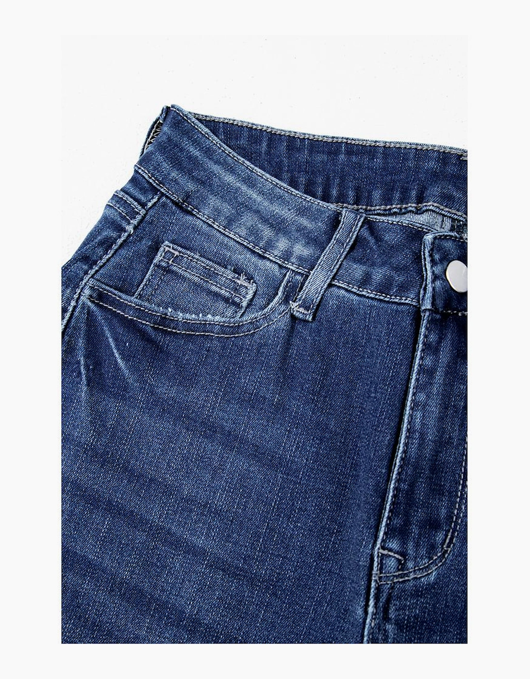 Sail Blue Mineral Wash Raw Hem High Waist Flared Jeans