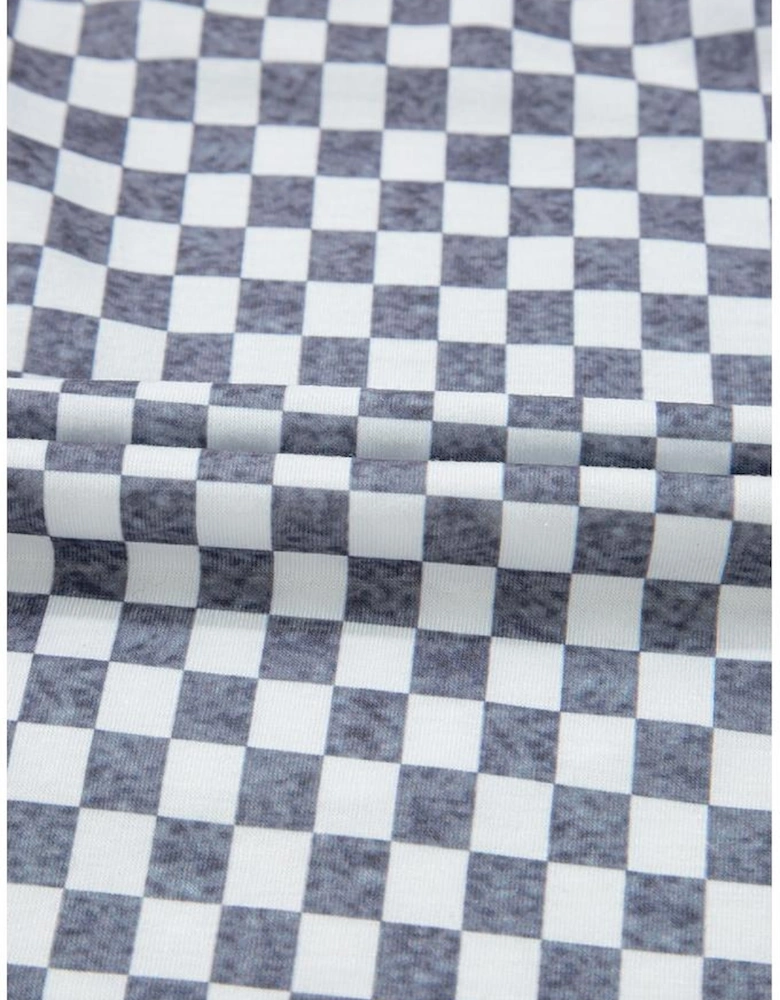 Gray Checkerboard Lace-Up High Waist Plus Size Casual Shorts