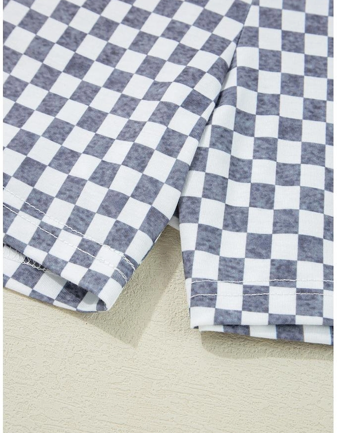 Gray Checkerboard Lace-Up High Waist Plus Size Casual Shorts