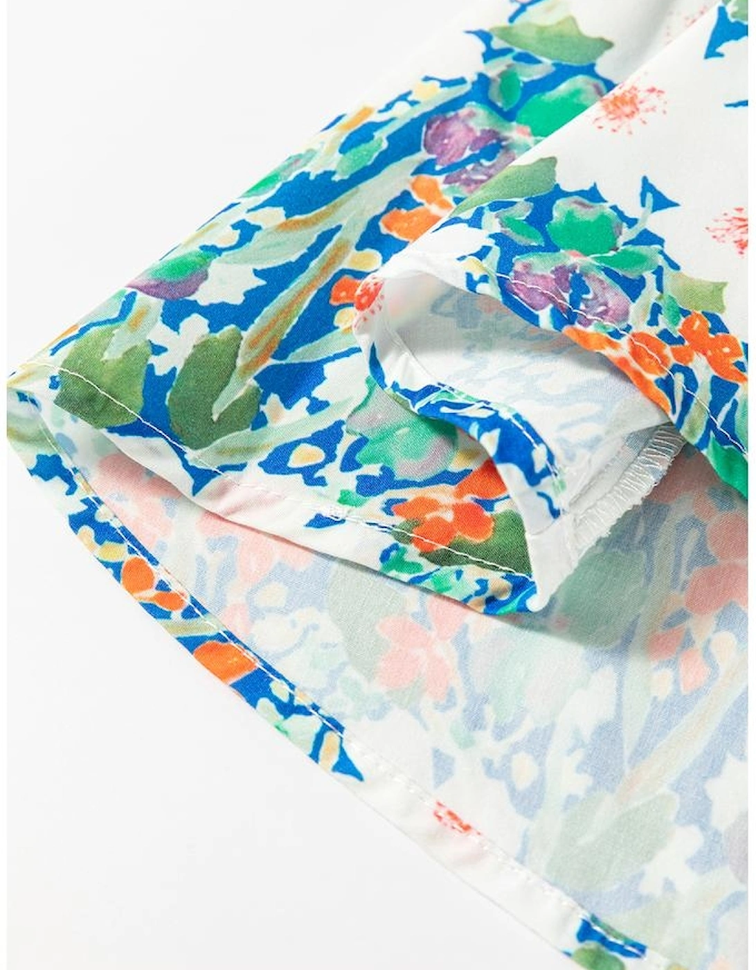 Green Floral Print Bow Applique Slit Sleeveless Peplum Blouse
