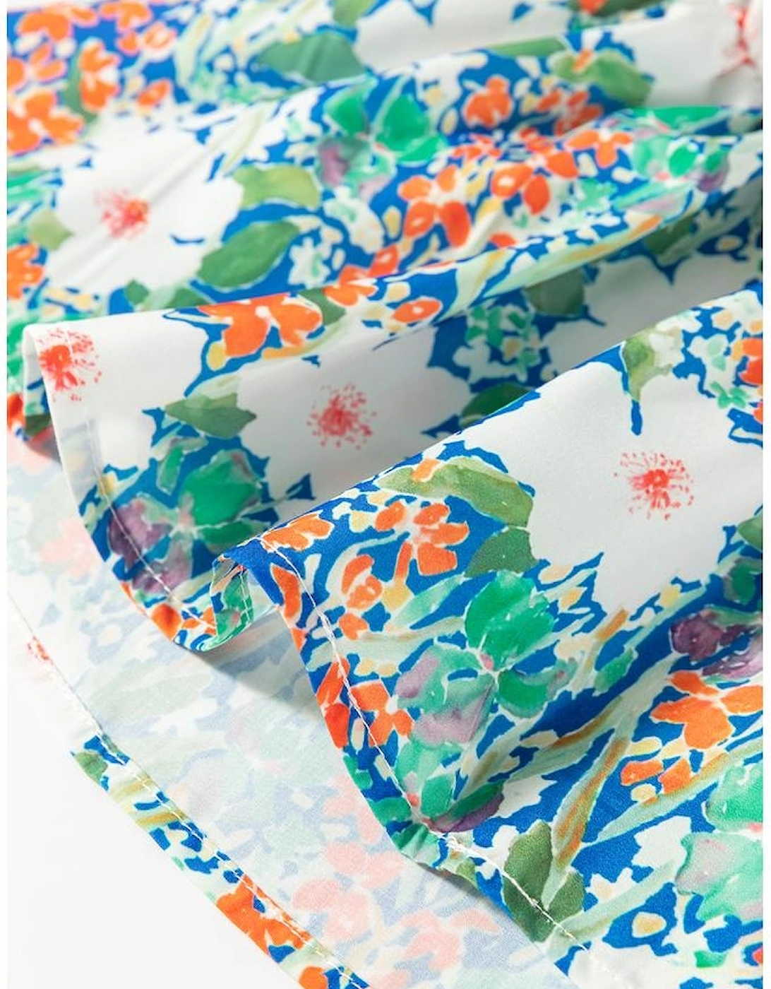 Green Floral Print Bow Applique Slit Sleeveless Peplum Blouse