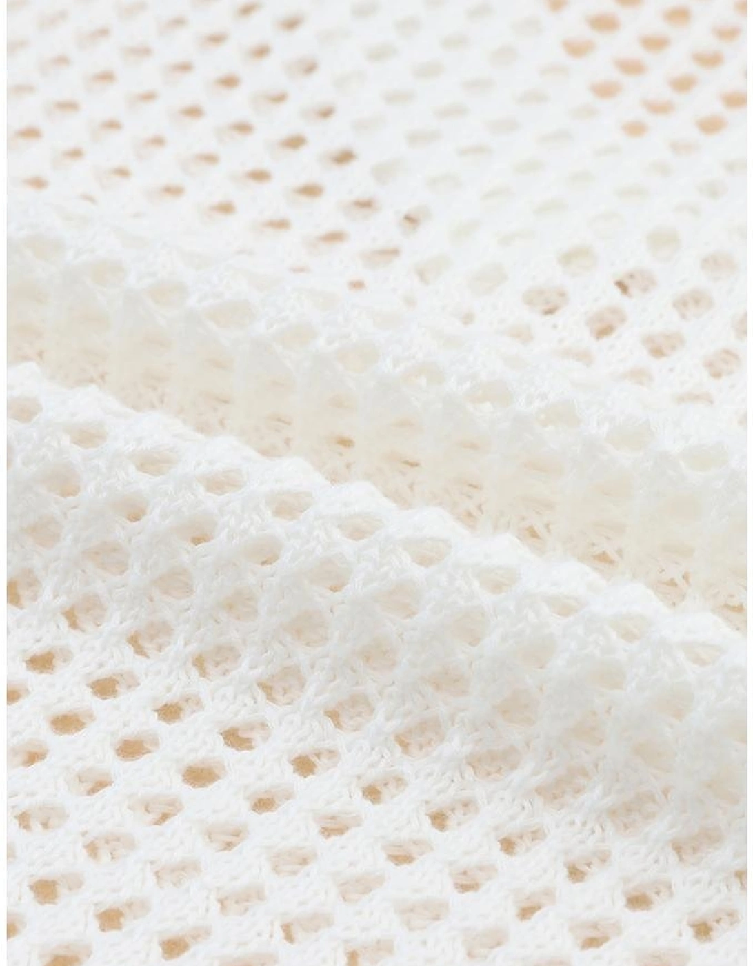 White Hollow Out Knitted Loose Fit V Neck Sweater