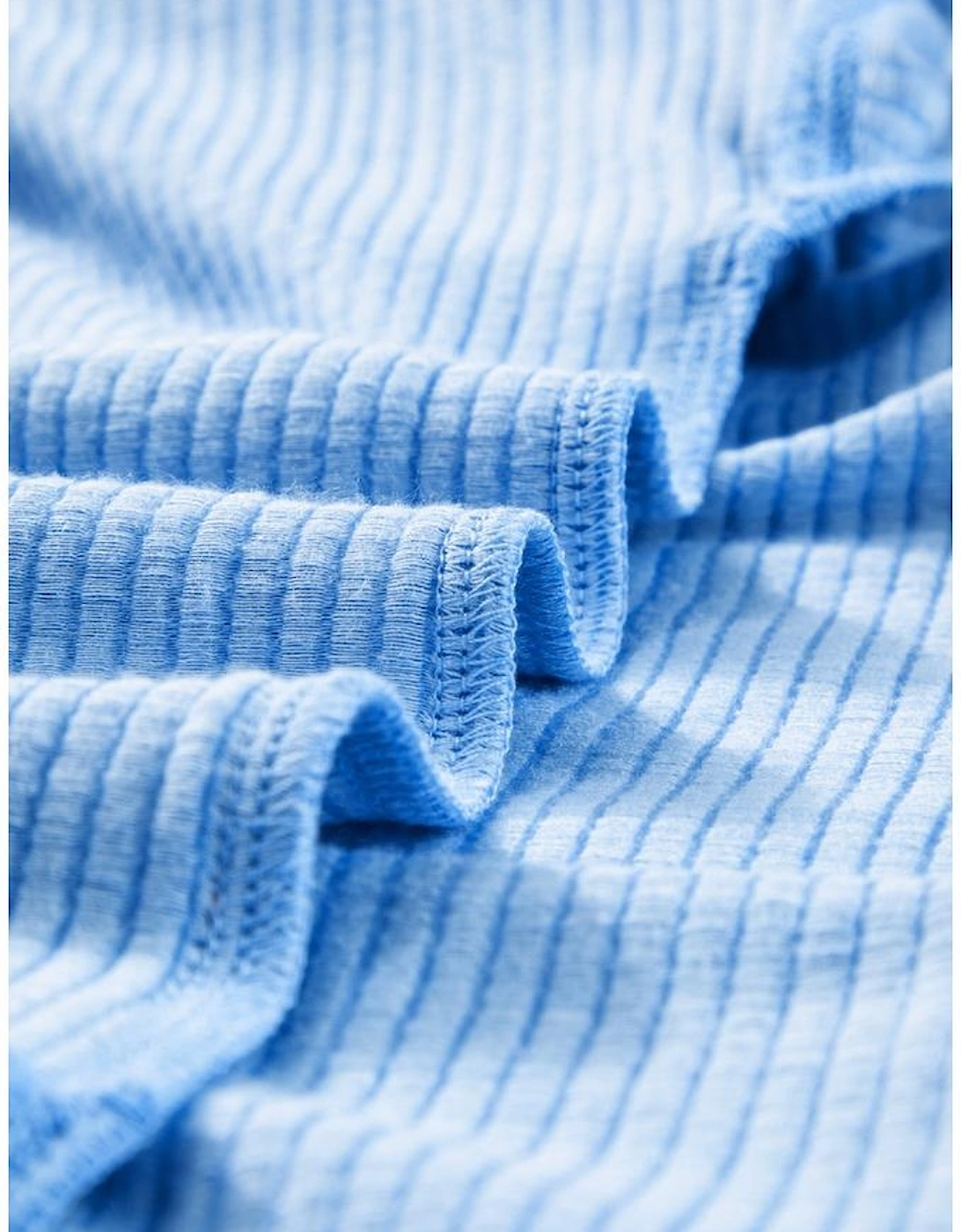 Light Blue Plus Size Ribbed Long Sleeve Top and Drawstring Shorts Set