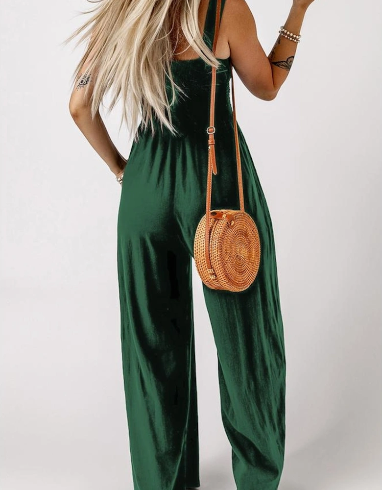 Azura Exchange Smocked Sleeveless Jumpsuit with Pockets