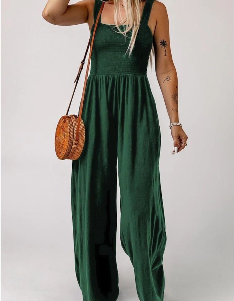 Azura Exchange Smocked Sleeveless Jumpsuit with Pockets