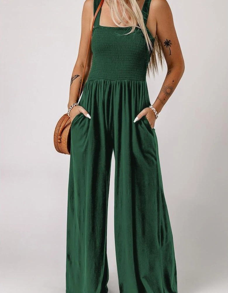 Azura Exchange Smocked Sleeveless Jumpsuit with Pockets