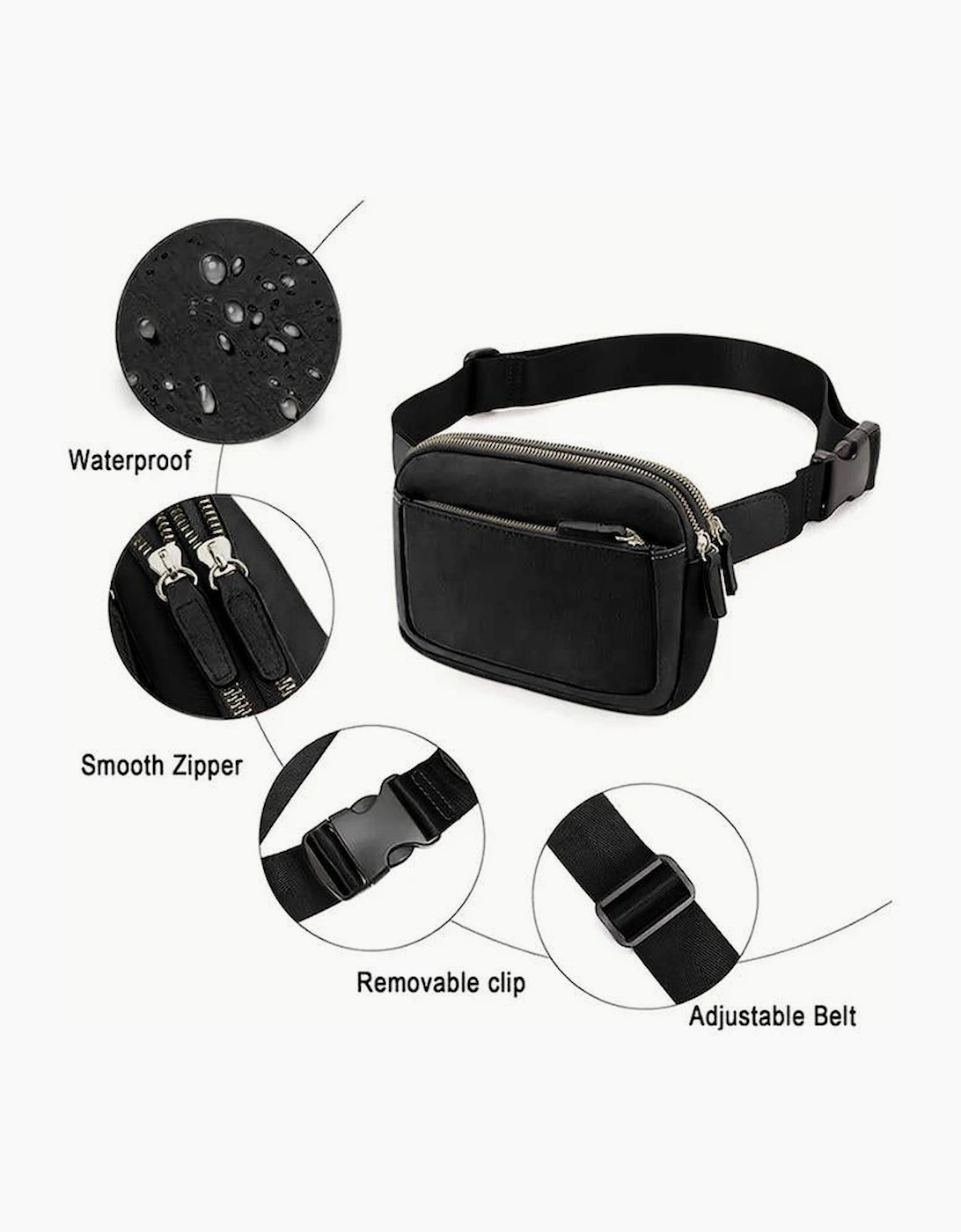 Black Minimalist Multi-zipped Crossbody Bag