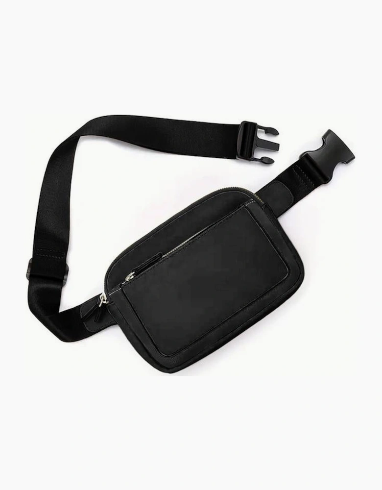 Black Minimalist Multi-zipped Crossbody Bag