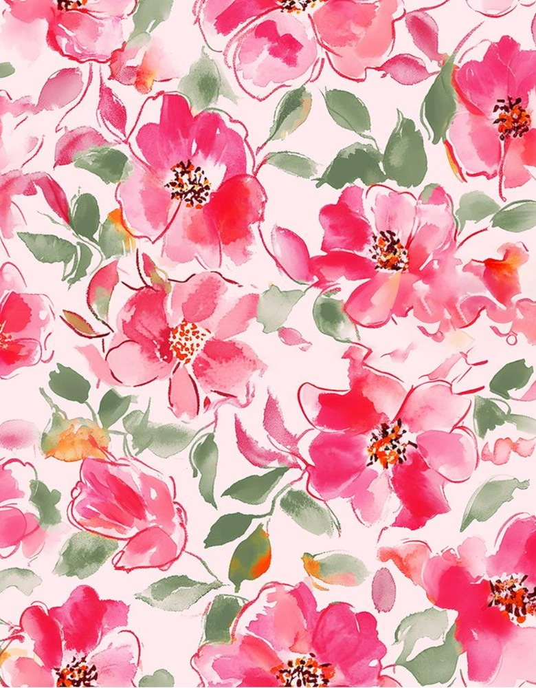 Pink Floral Boxy Fit Ruffled Short Sleeve V Neck Blouse