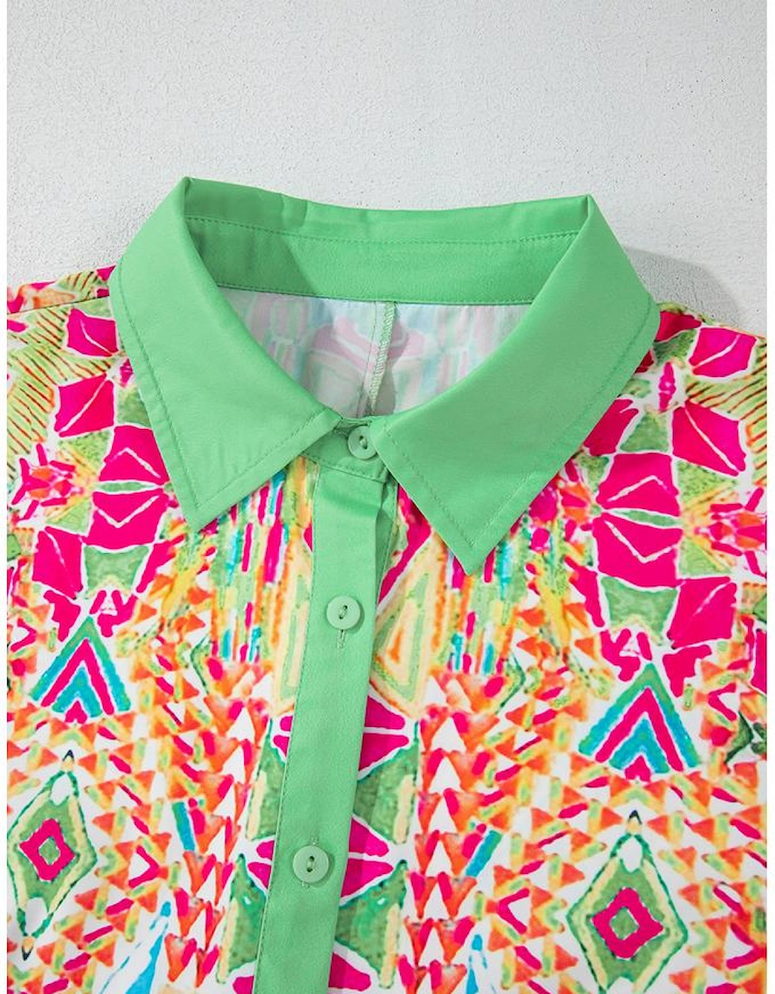 Orange Western Geometric Print Cuffed Shift Shirt Dress