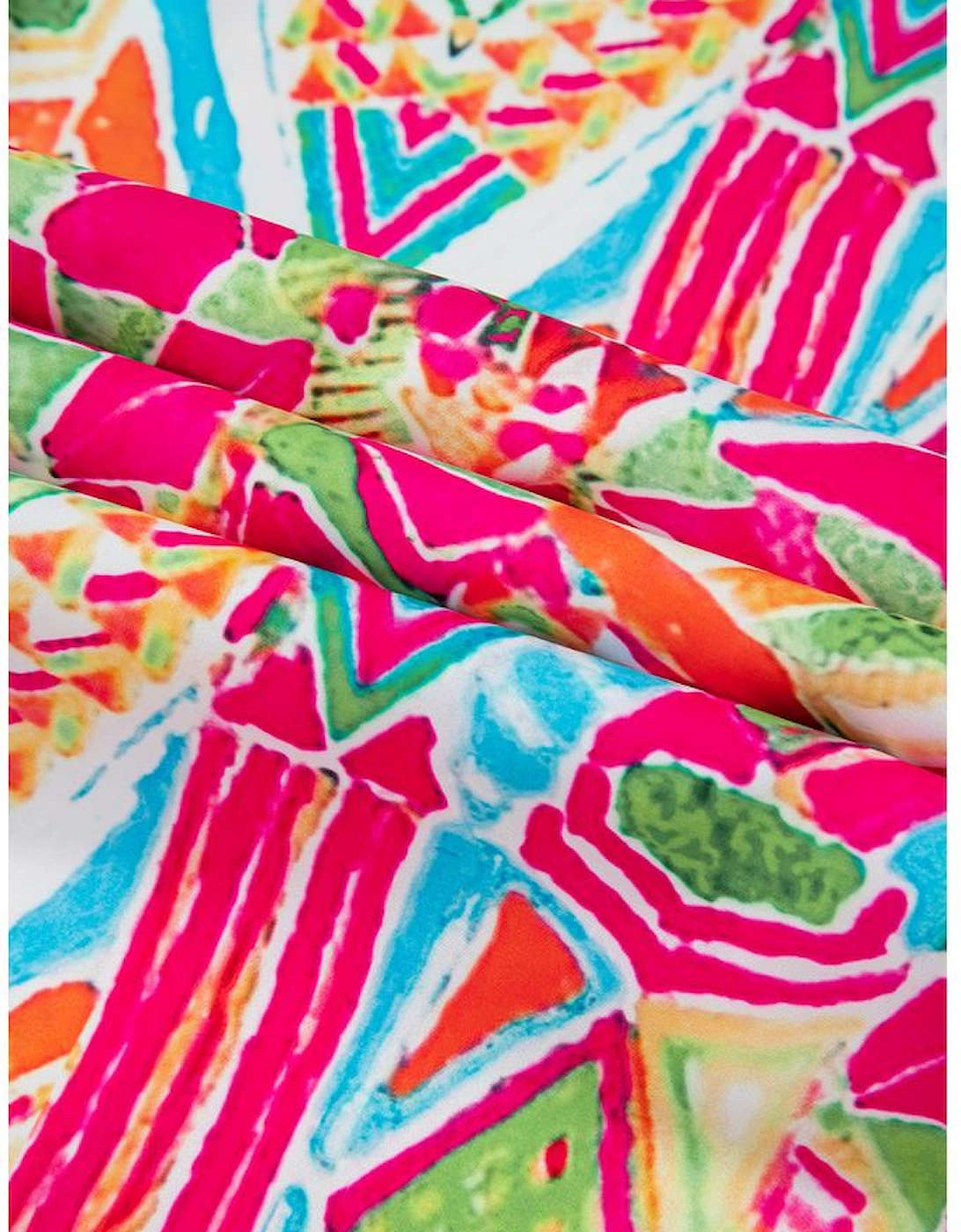 Orange Western Geometric Print Cuffed Shift Shirt Dress