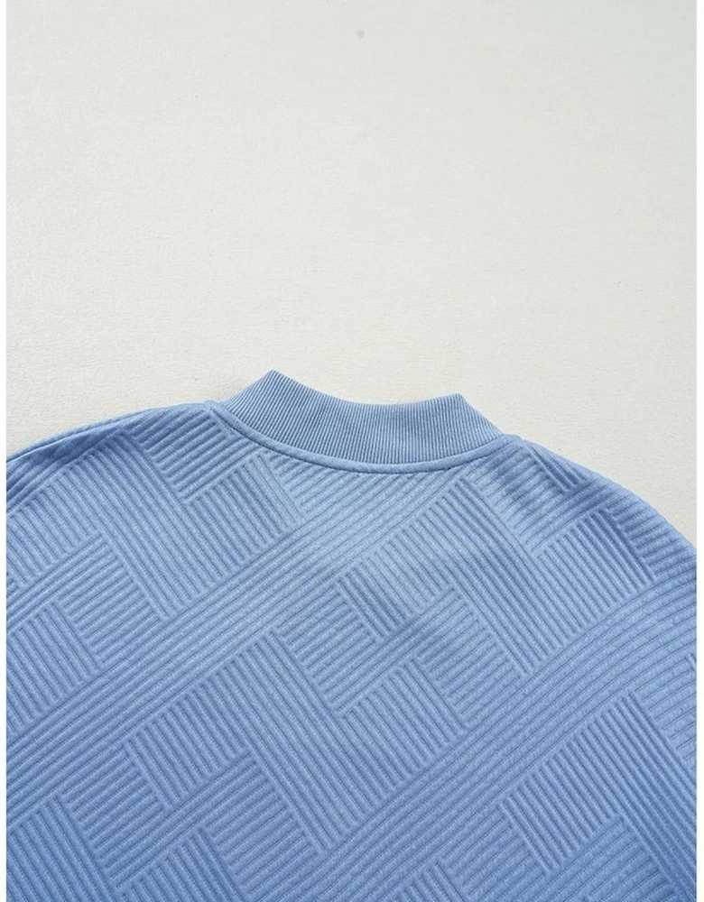 Myosotis Solid Textured Stand Neck Zipper Bomber Jacket