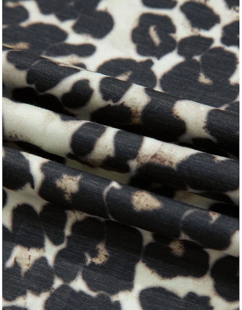 Black Cheetah Printed Casual Tee and Shorts Lounge Set