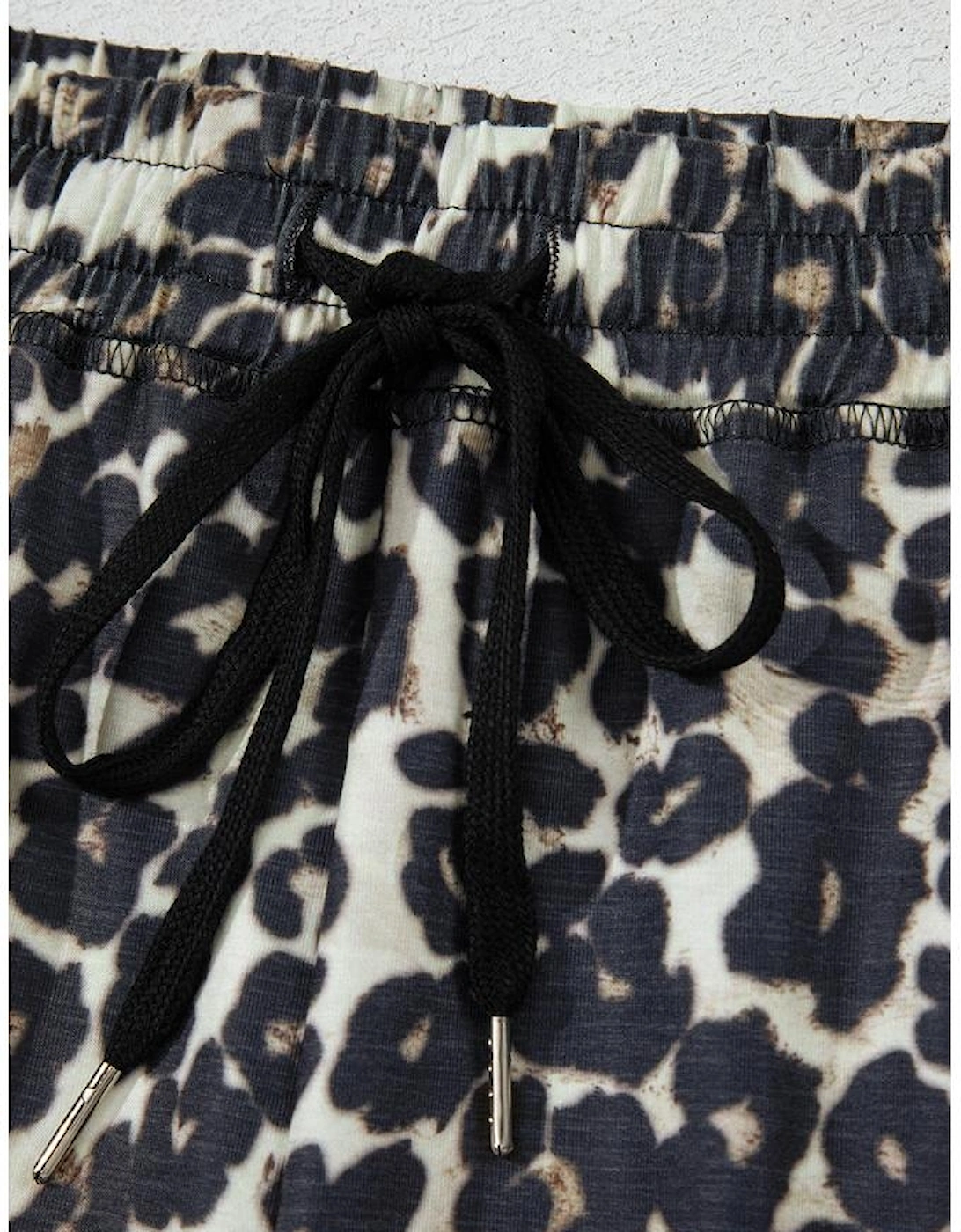 Black Cheetah Printed Casual Tee and Shorts Lounge Set