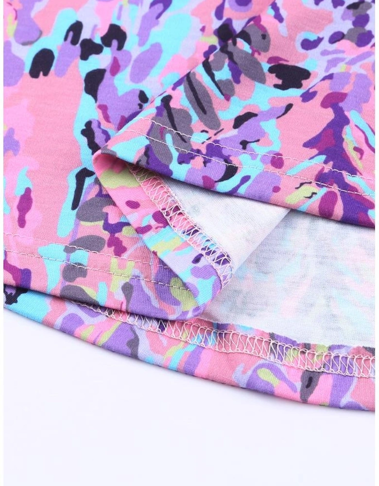 Multicolor Tropical Floral Print Racerback Tank Top