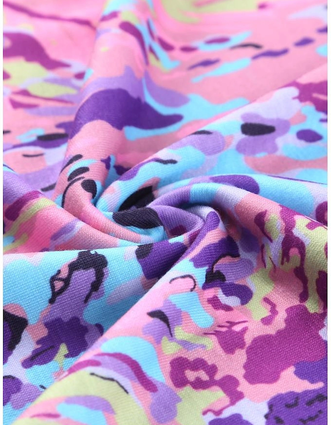 Multicolor Tropical Floral Print Racerback Tank Top