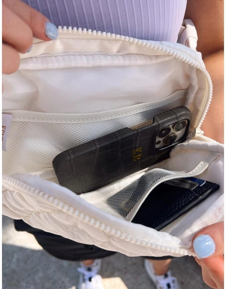 White Quilted Puffer Belt Bag Fanny Pack
