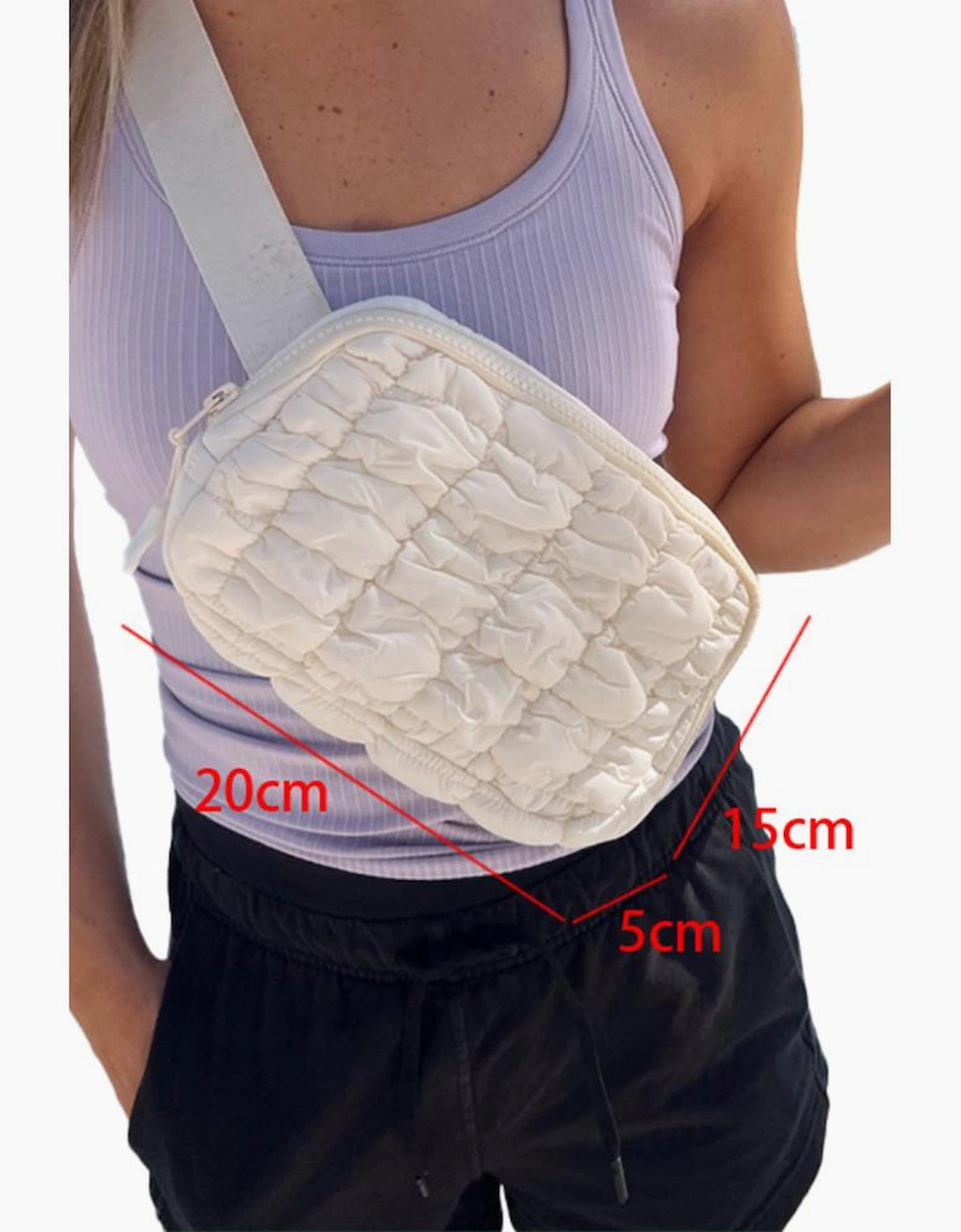 White Quilted Puffer Belt Bag Fanny Pack
