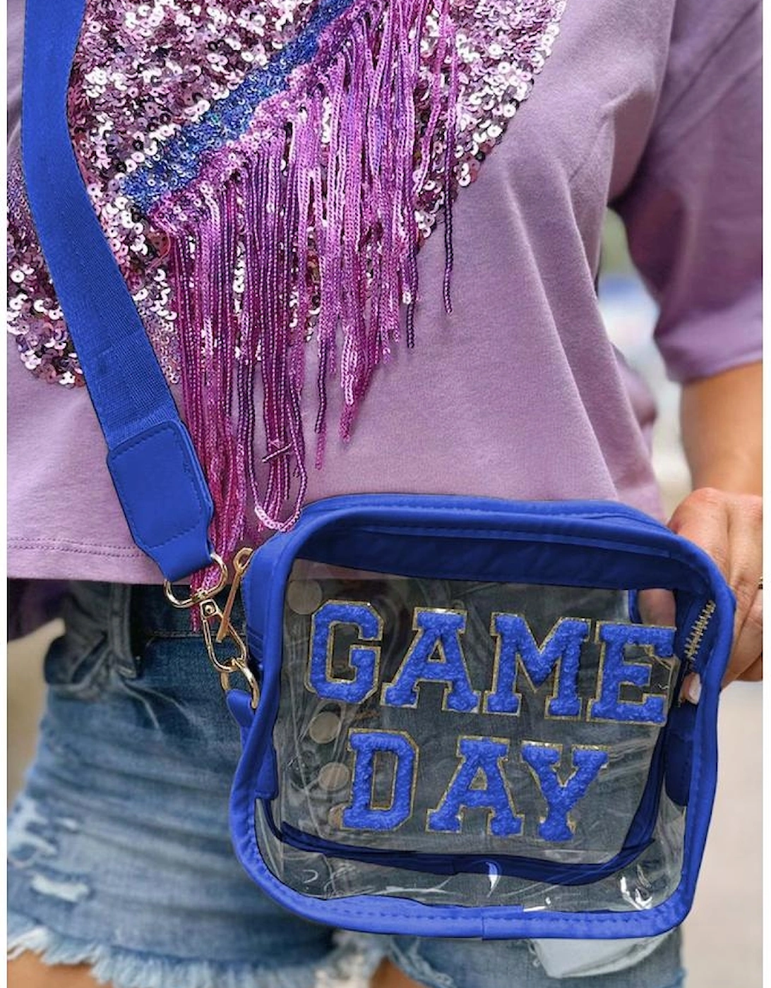 Dark Blue GAME DAY Rugby Football Clear Shoulder Bag