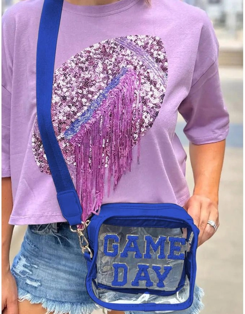 Dark Blue GAME DAY Rugby Football Clear Shoulder Bag