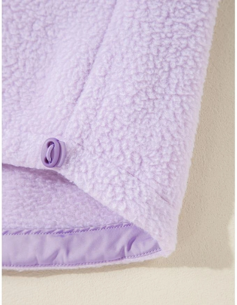 Lavendula Zipped Patch Pocket Fuzzy Drawstring Hoodie