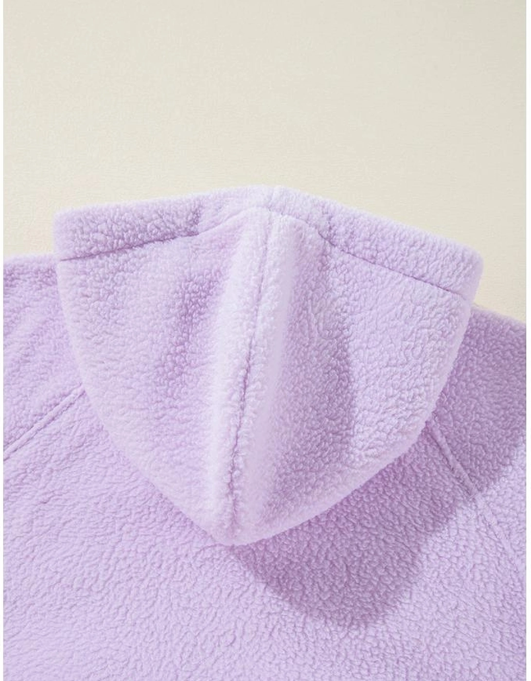 Lavendula Zipped Patch Pocket Fuzzy Drawstring Hoodie