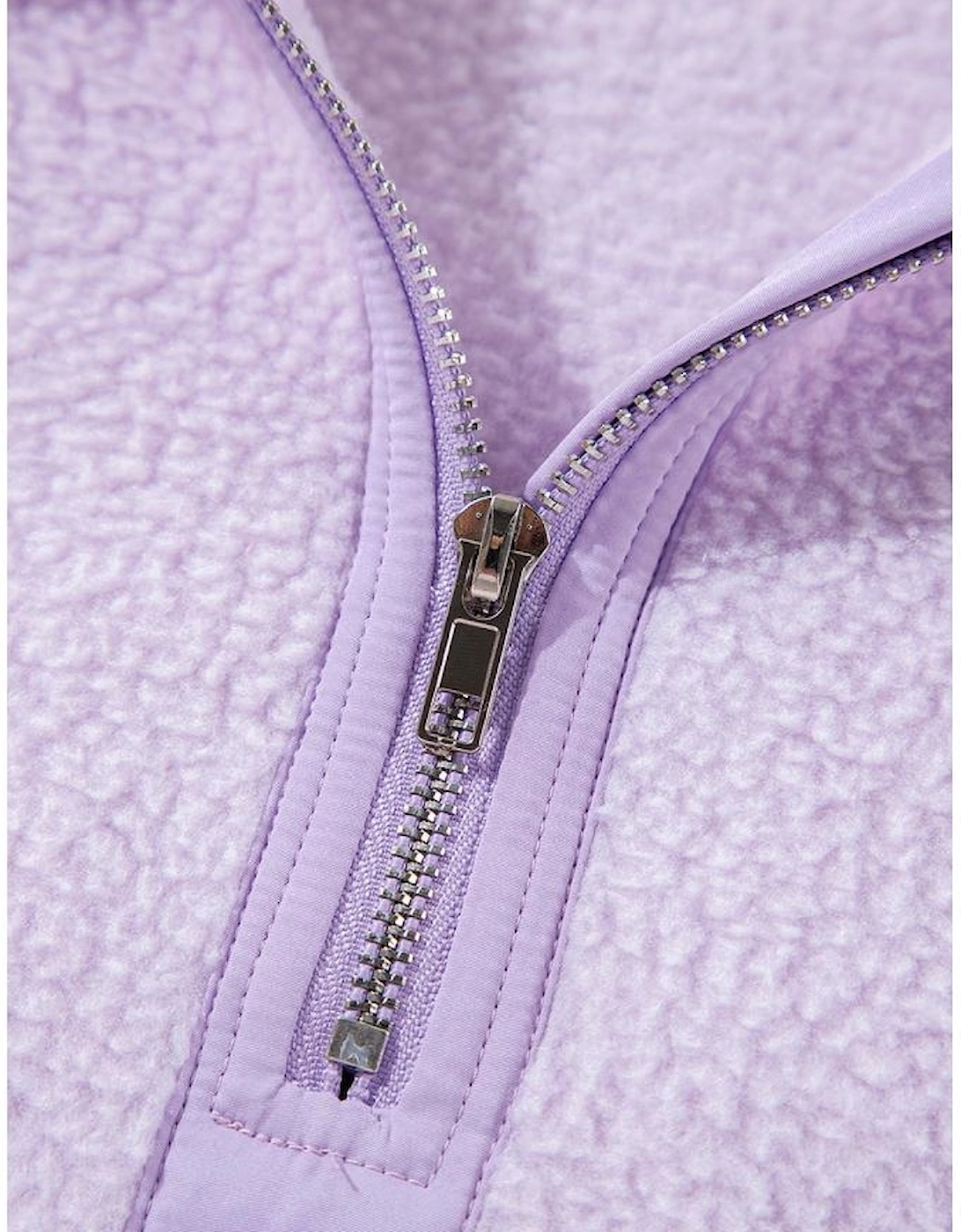 Lavendula Zipped Patch Pocket Fuzzy Drawstring Hoodie