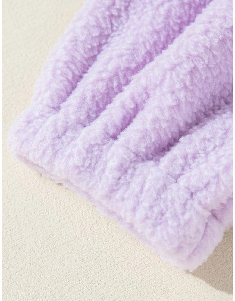 Lavendula Zipped Patch Pocket Fuzzy Drawstring Hoodie