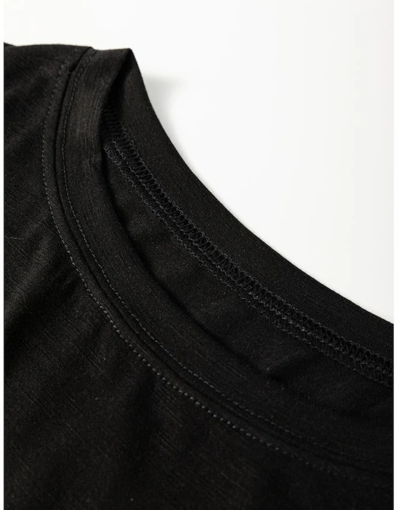 Black Faux Two Piece Floral Long Sleeve Patchwork Tee