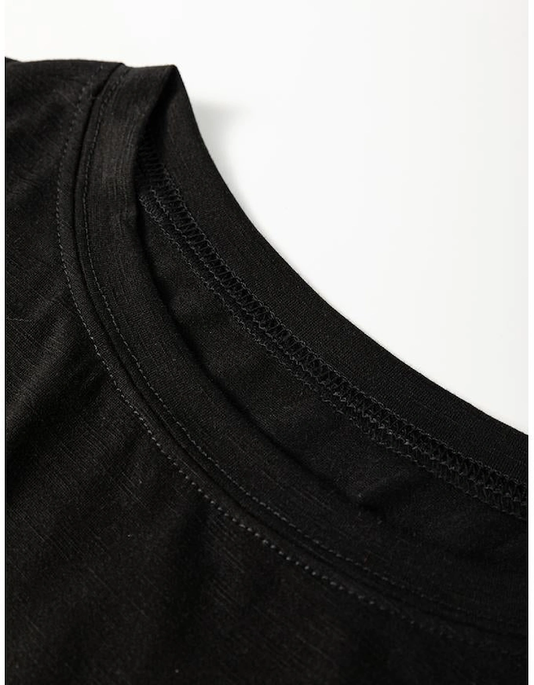 Black Faux Two Piece Floral Long Sleeve Patchwork Tee