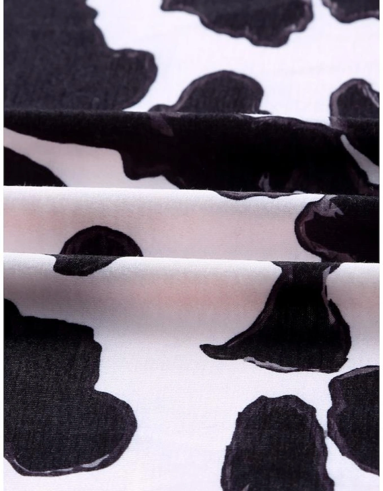 Black Western Pattern Cow Patchwork Open Front Cardigan