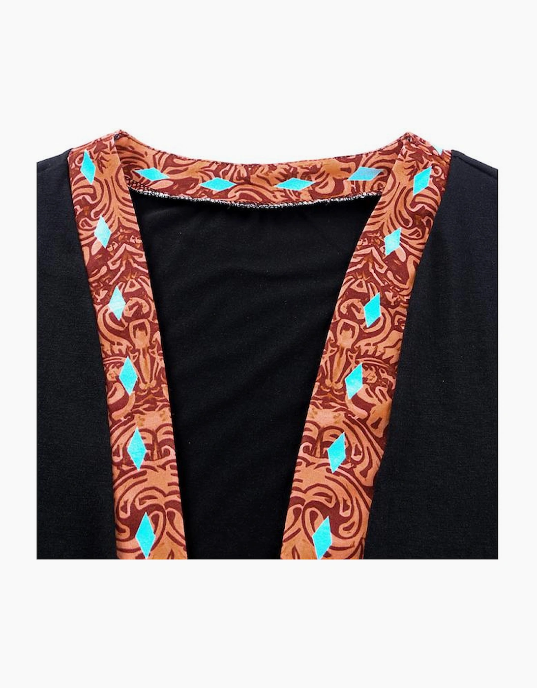 Black Western Pattern Cow Patchwork Open Front Cardigan