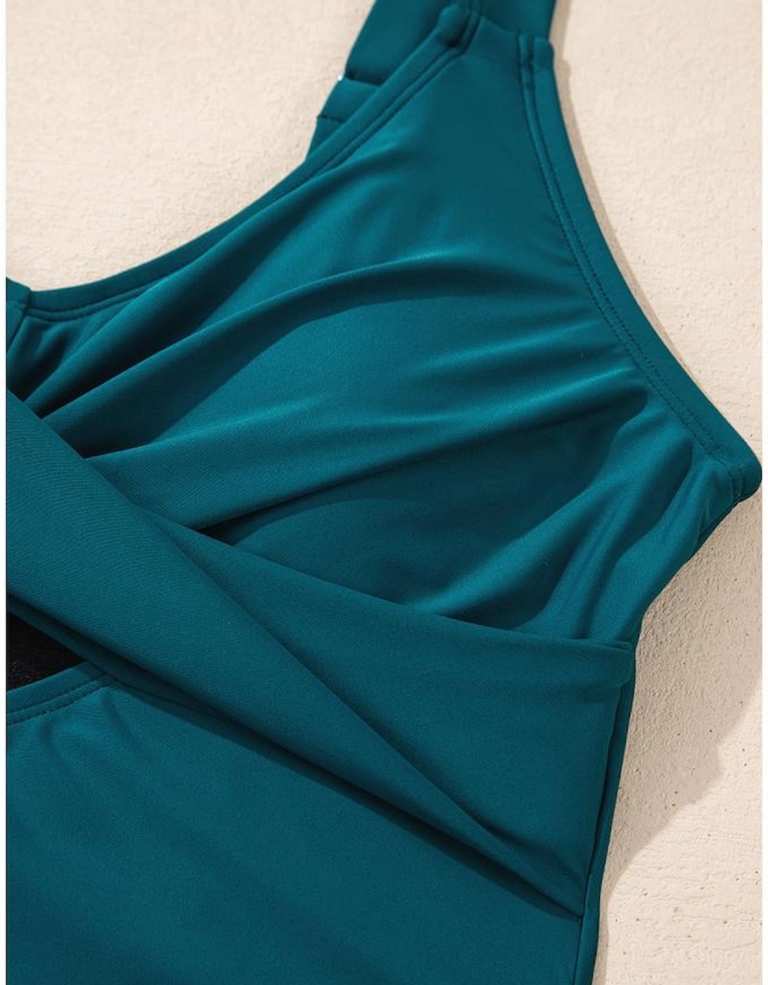 Sea Green Adjustable Straps Cutout Ruched Knot Slit One Piece Swim Dress