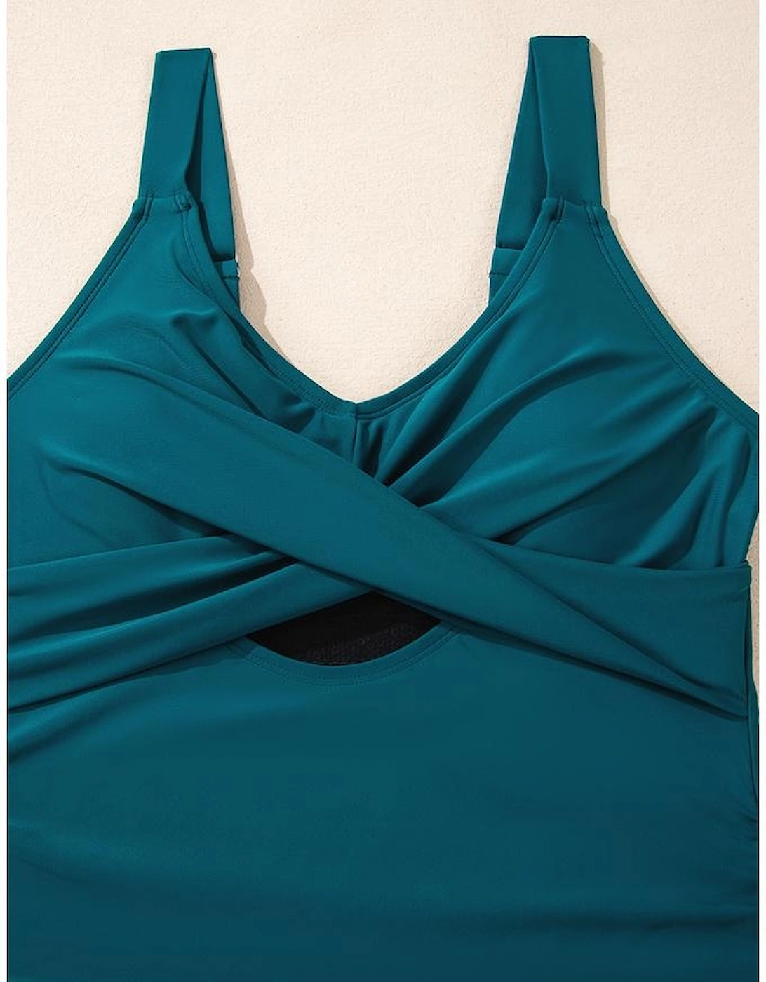 Sea Green Adjustable Straps Cutout Ruched Knot Slit One Piece Swim Dress