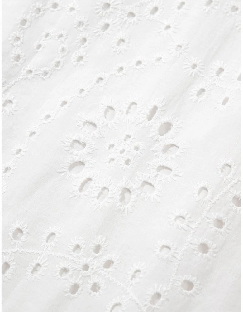 White Floral Eyelet Embroidered Sleeveless Shift Dress