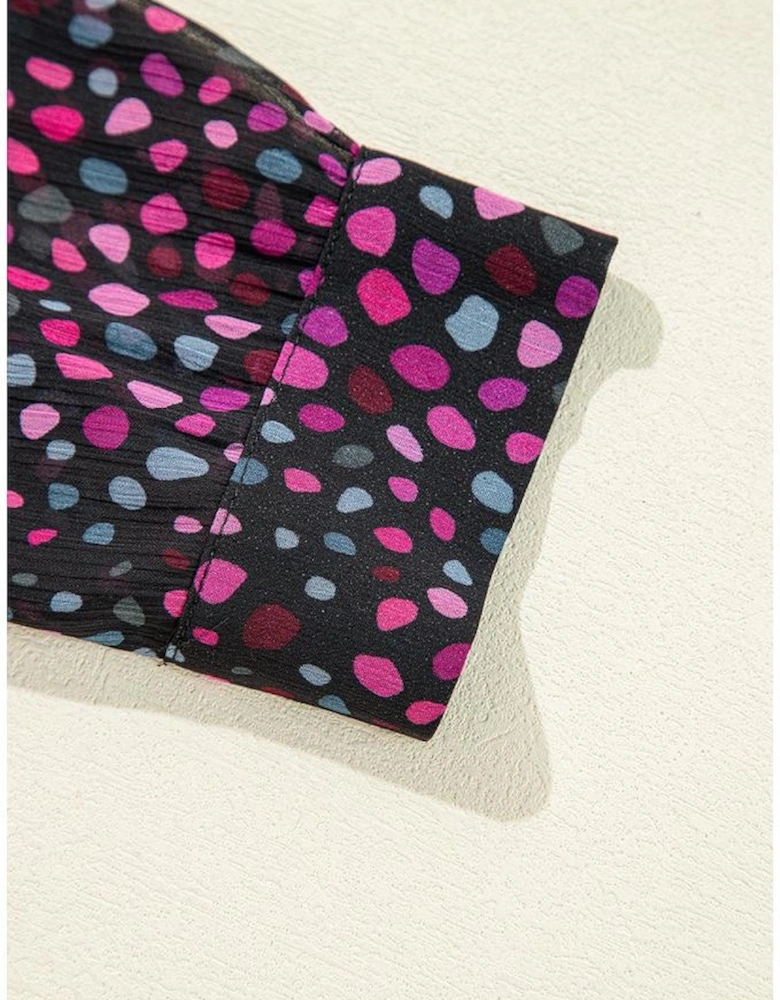 Grape Wine Polka Dot Printed Buttoned Casual Shirt