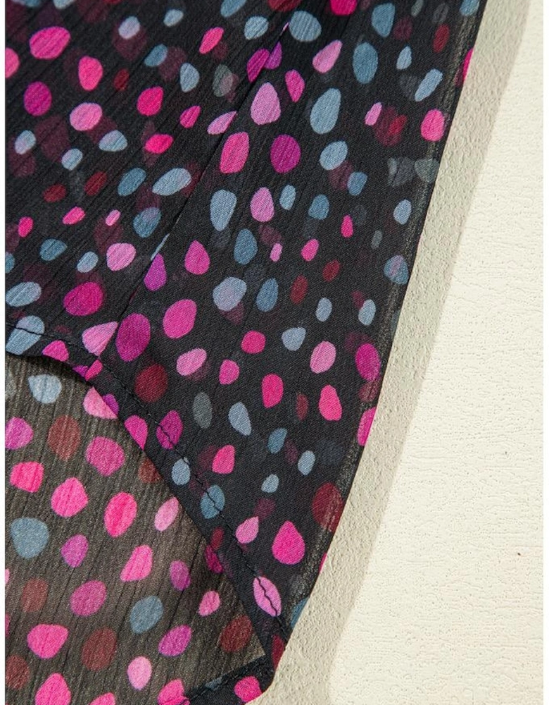 Grape Wine Polka Dot Printed Buttoned Casual Shirt