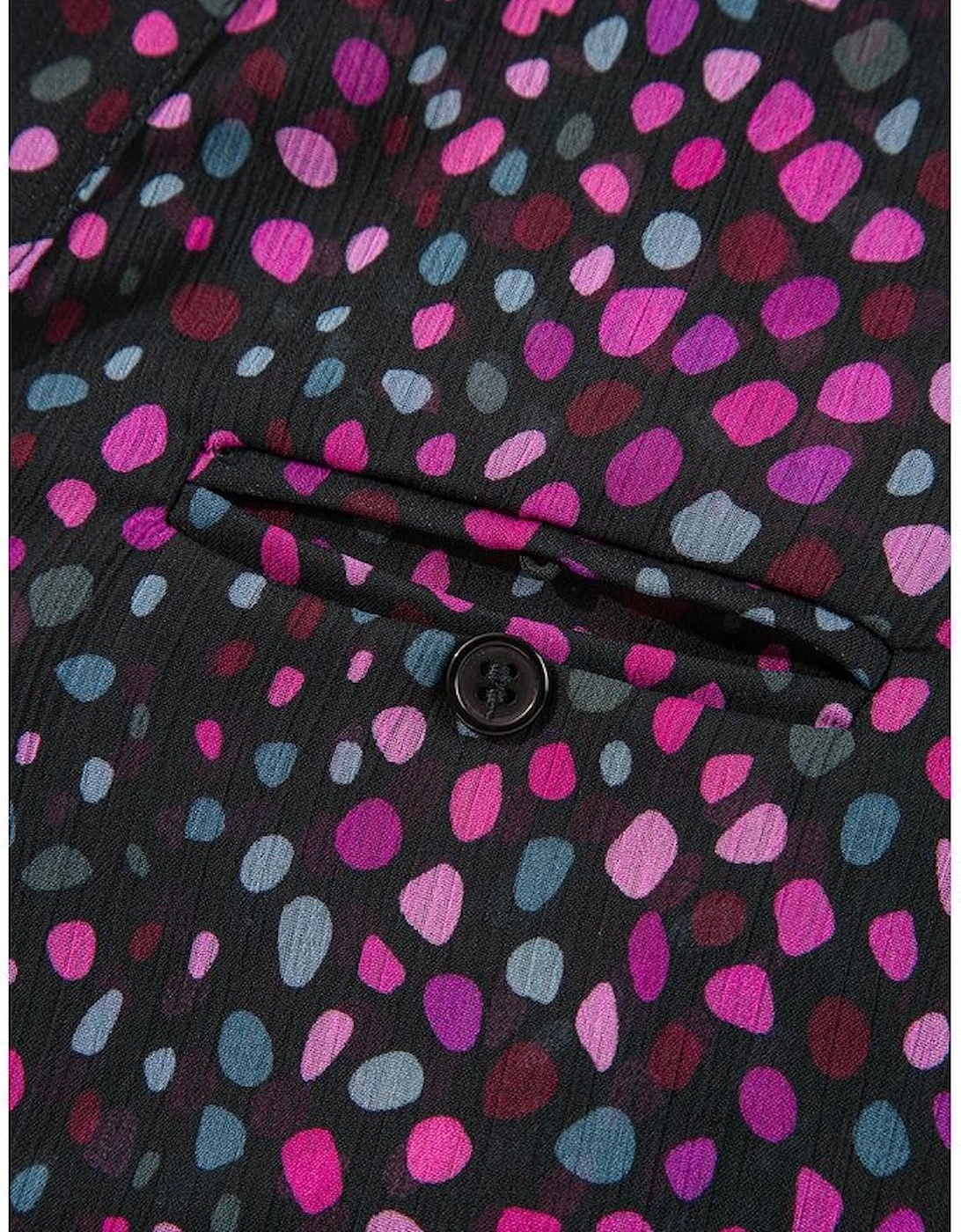 Grape Wine Polka Dot Printed Buttoned Casual Shirt