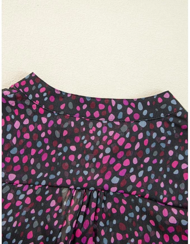 Grape Wine Polka Dot Printed Buttoned Casual Shirt