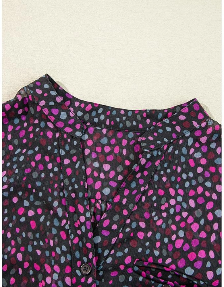 Grape Wine Polka Dot Printed Buttoned Casual Shirt