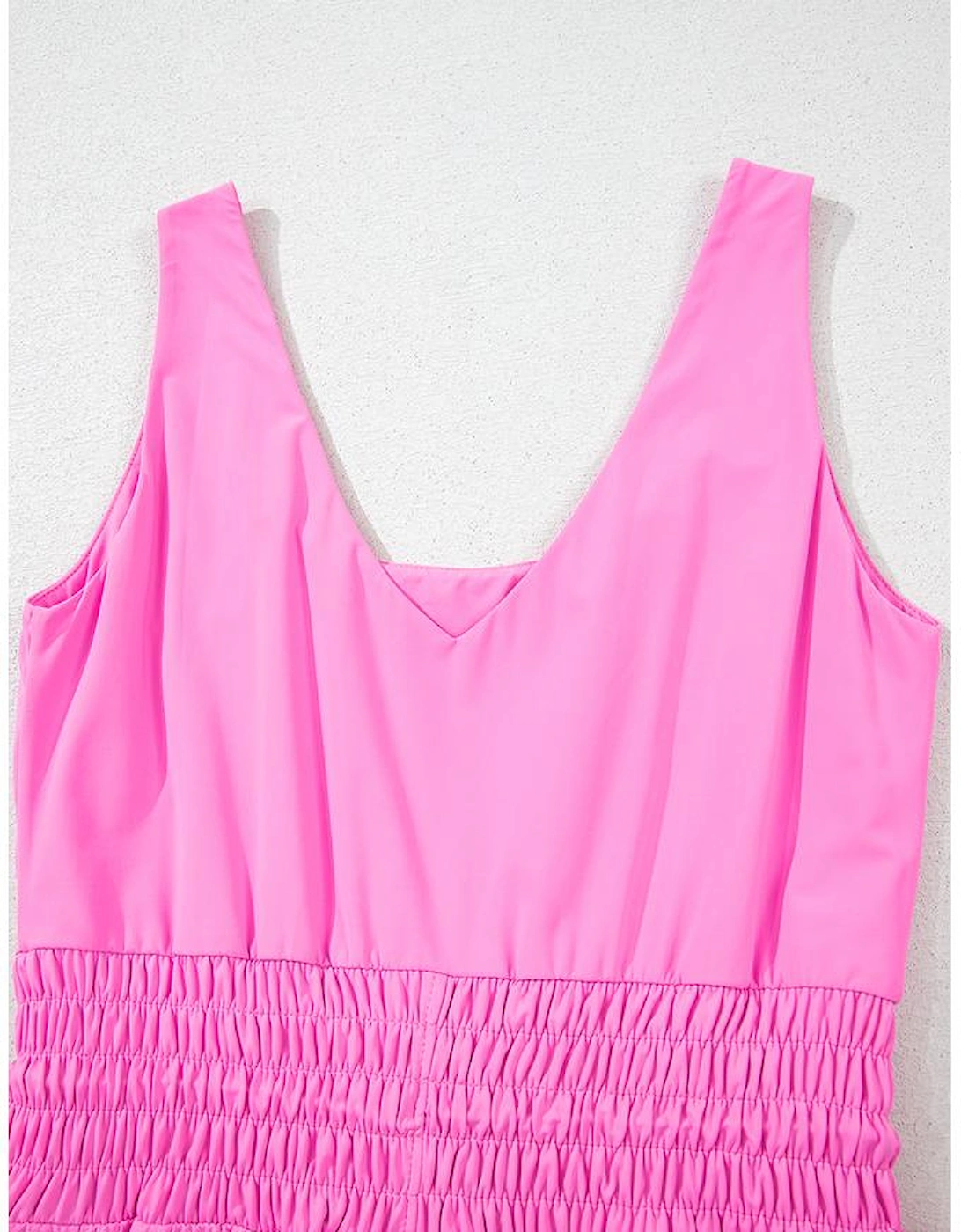 Sachet Pink Plain Sleeveless Loop Drawstring Cinched Waist Romper