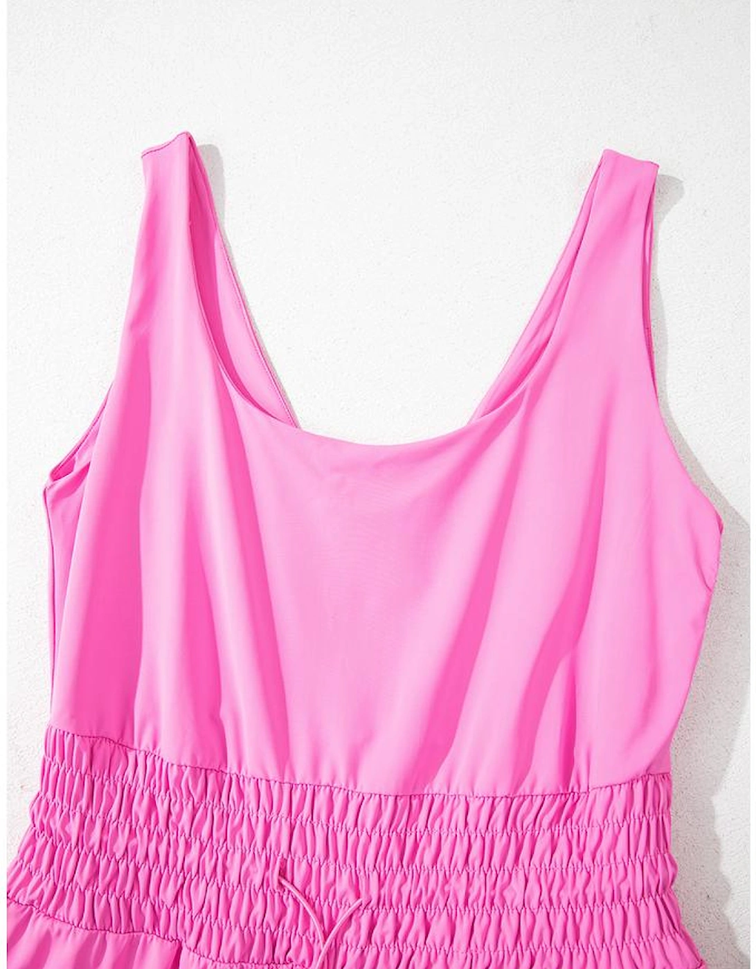 Sachet Pink Plain Sleeveless Loop Drawstring Cinched Waist Romper