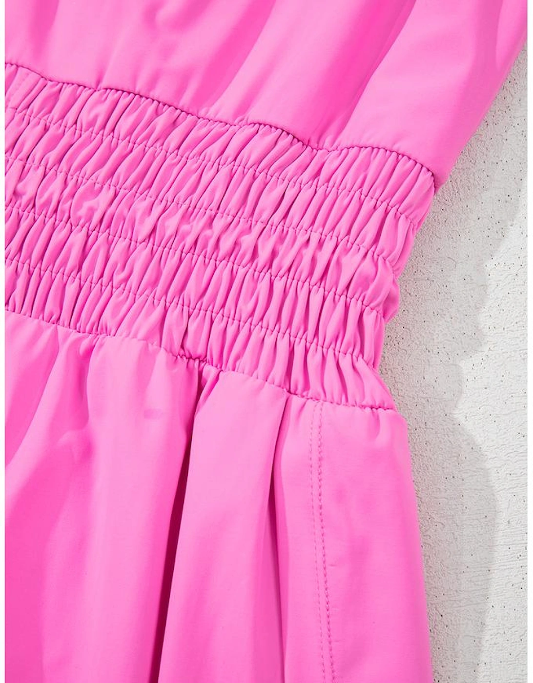 Sachet Pink Plain Sleeveless Loop Drawstring Cinched Waist Romper