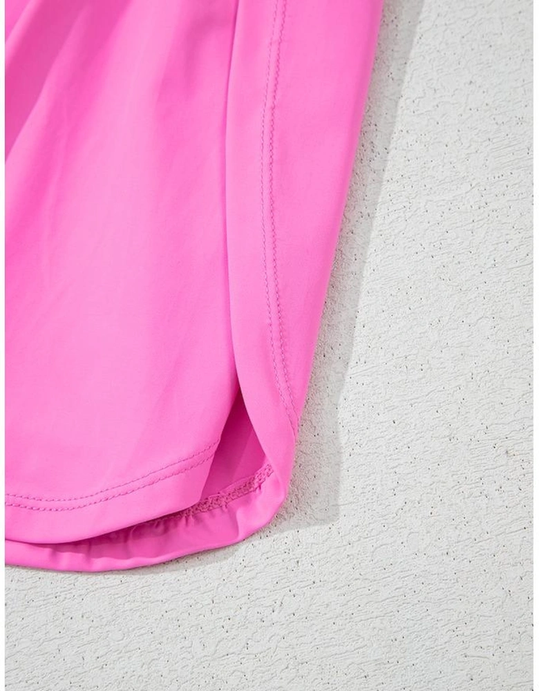 Sachet Pink Plain Sleeveless Loop Drawstring Cinched Waist Romper