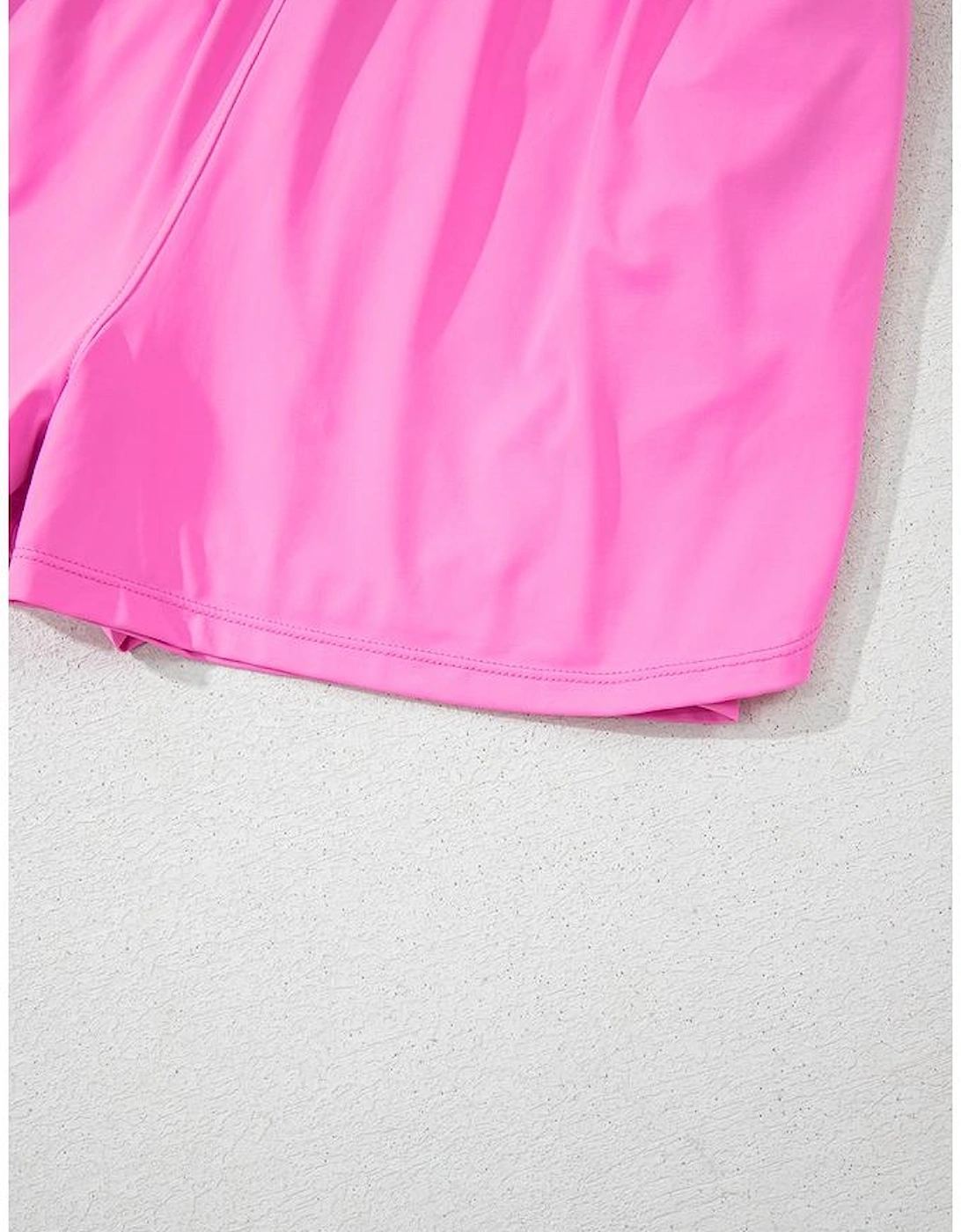 Sachet Pink Plain Sleeveless Loop Drawstring Cinched Waist Romper